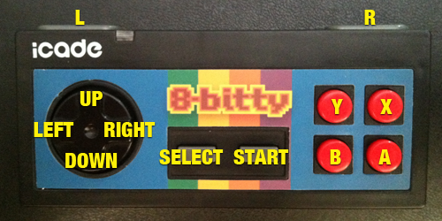 Button layout for iCade 8-bitty.